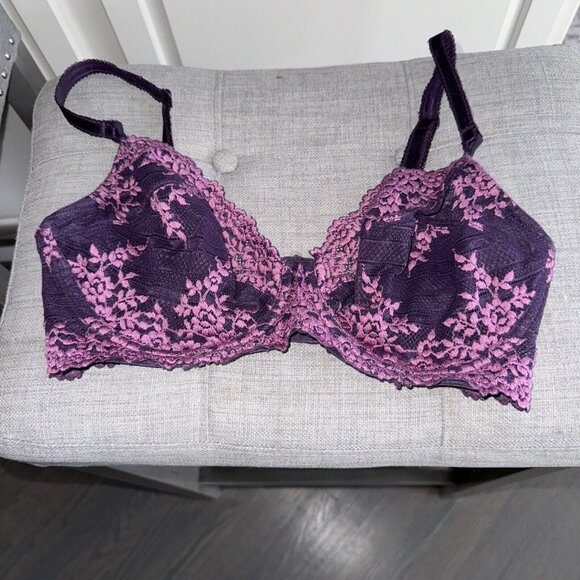 WACOAL Embrace Lace Underwire Purple Sheer Bra 65191 34DD‎ - Picture 1 of 6